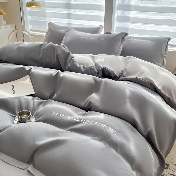 91家纺网 家纺一手货源 找家纺 花愿（原花纪） 2026新款加密水洗棉刺绣四件套-米兰 米兰-中灰+山灰