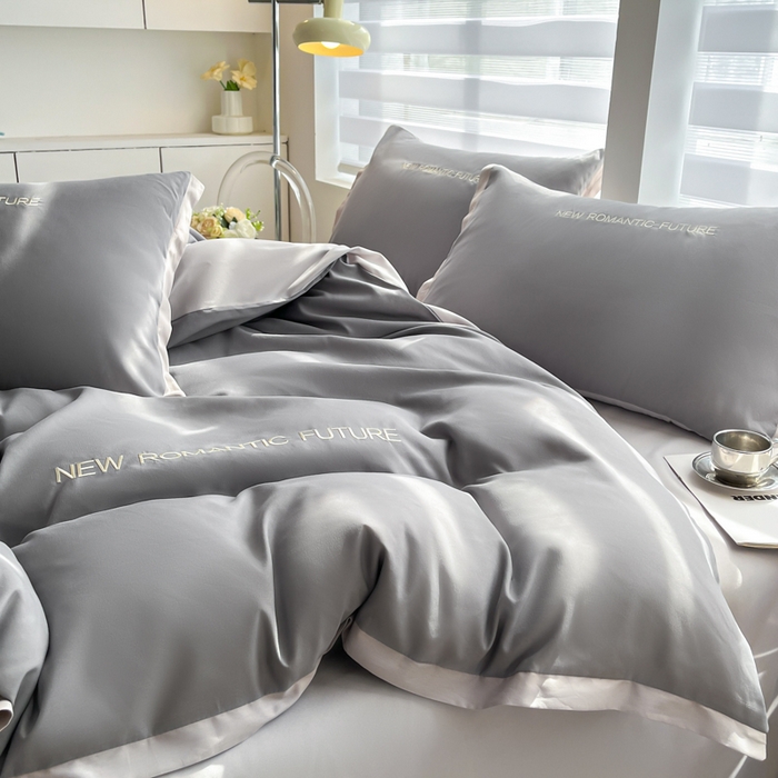 91家纺网 家纺一手货源 找家纺 花愿（原花纪） 2026新款加密水洗棉刺绣四件套-米兰 米兰-中灰+山灰