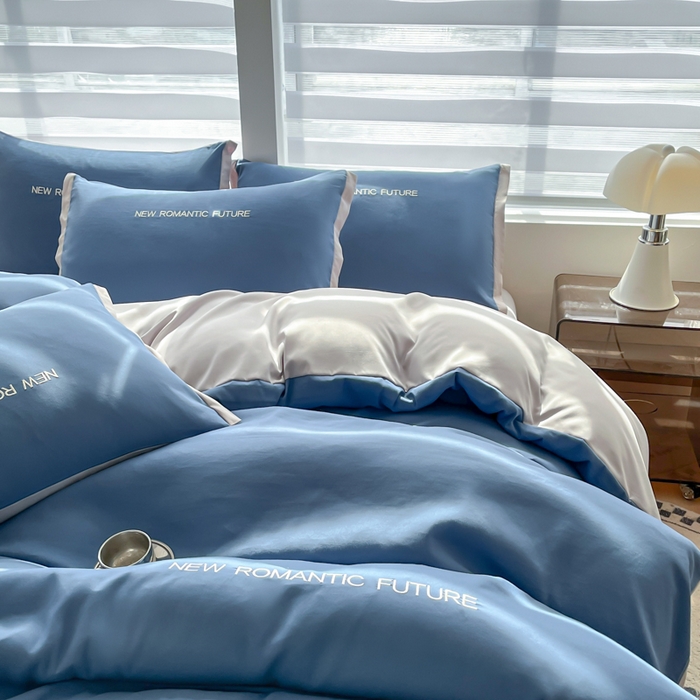 91家纺网 家纺一手货源 找家纺 花愿（原花纪） 2026新款加密水洗棉刺绣四件套-米兰 米兰-宾利蓝+山灰