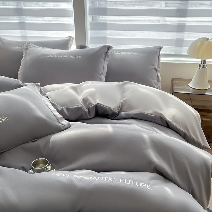 91家纺网 家纺一手货源 找家纺 花愿（原花纪） 2026新款加密水洗棉刺绣四件套-米兰 米兰-中灰+山灰