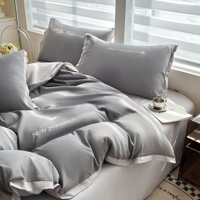 91家纺网 家纺一手货源 找家纺 花愿（原花纪） 2026新款加密水洗棉刺绣四件套-米兰 米兰-中灰+山灰