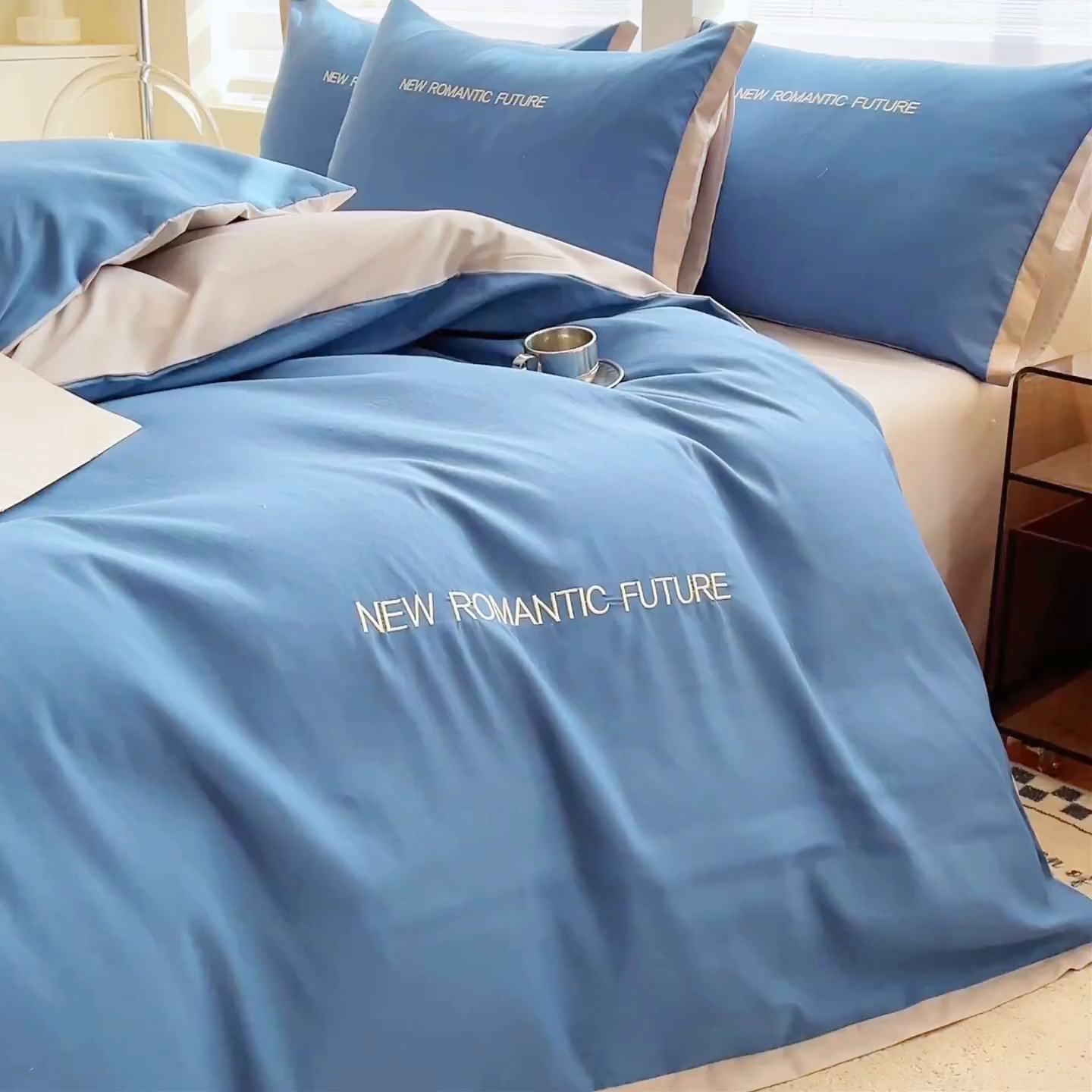 91家纺网 家纺一手货源 找家纺 （总）花愿（原花纪） 2026新款加密水洗棉刺绣四件套-米兰