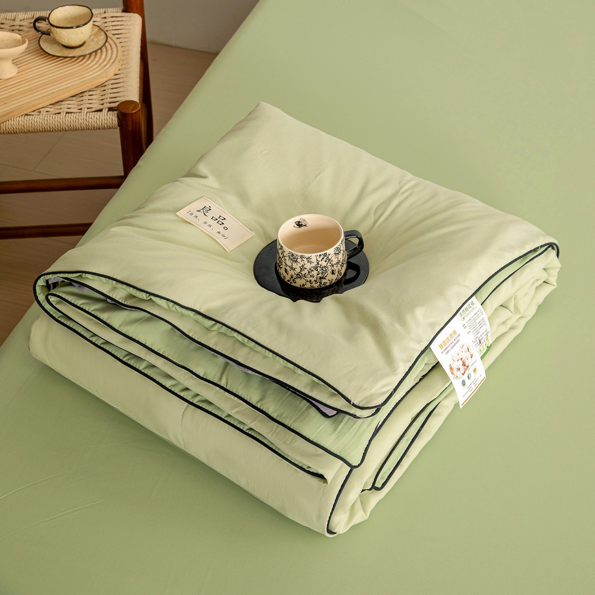 91家纺网 家纺一手货源 找家纺 （总）易展家居 2026新款水洗棉新疆棉花夏被-嵌绳款