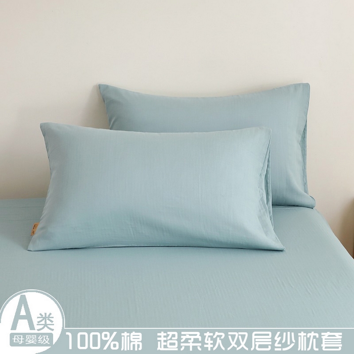 91家纺网 家纺一手货源 找家纺 （总）晶缦家纺 2026新款纯棉纯色A类全棉双层纱单品枕套枕套单件单枕套（水洗预处理）-觅琳系列