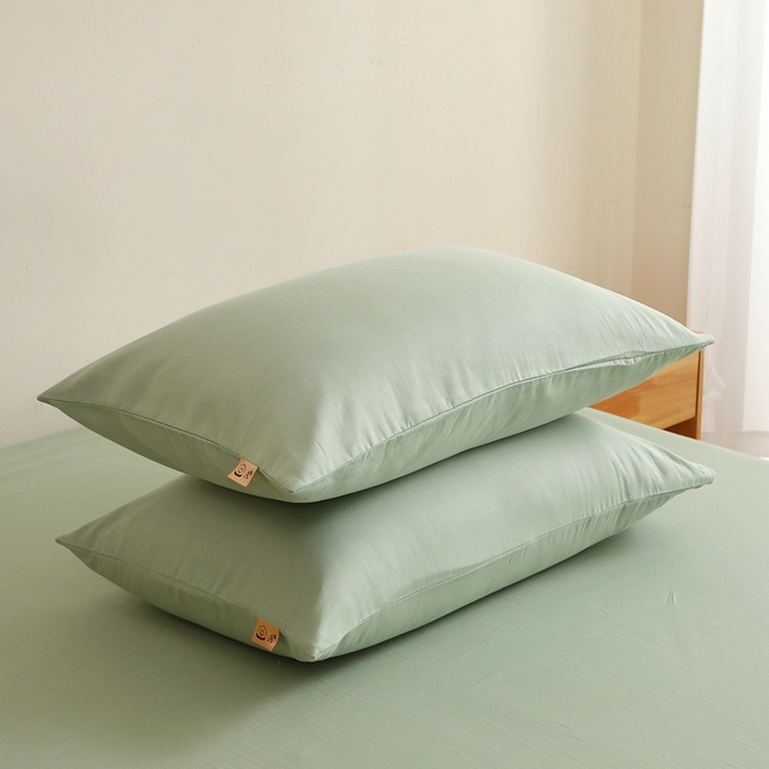 91家纺网 家纺一手货源 找家纺 晶缦家纺 2026新款纯棉纯色A类全棉双层纱单品枕套枕套单件单枕套（水洗预处理）-觅琳系列 觅琳-嫩荷绿