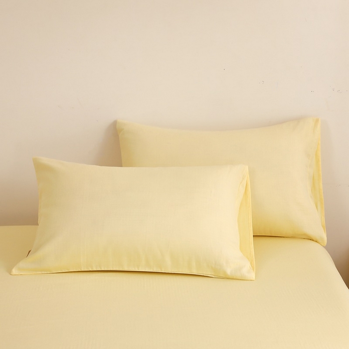 91家纺网 家纺一手货源 找家纺 晶缦家纺 2026新款纯棉纯色A类全棉双层纱单品枕套枕套单件单枕套（水洗预处理）-觅琳系列 觅琳-浅蜜黄