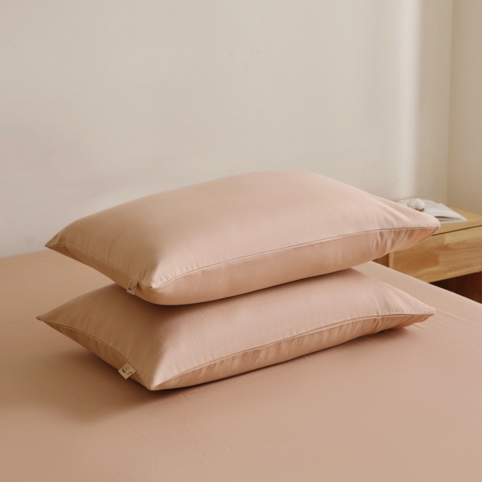 91家纺网 家纺一手货源 找家纺 晶缦家纺 2026新款纯棉纯色A类全棉双层纱单品枕套枕套单件单枕套（水洗预处理）-觅琳系列 觅琳-朱颜酡