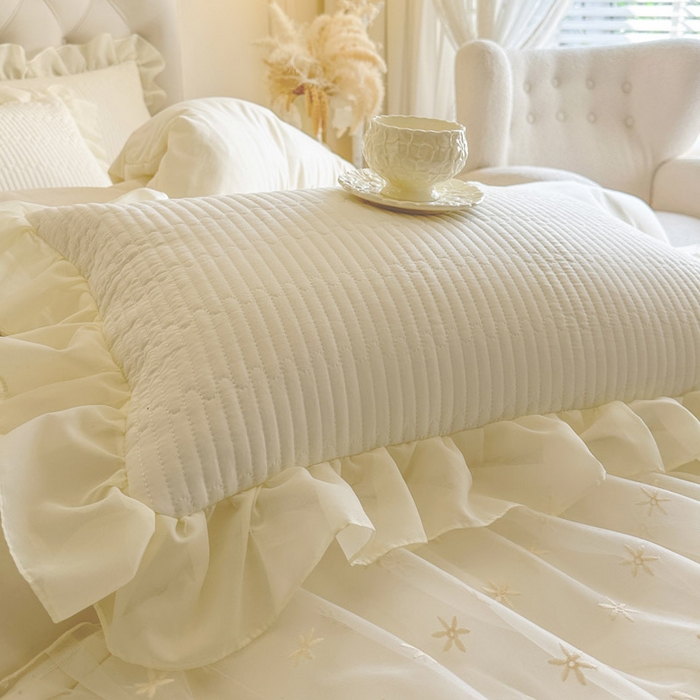 91家纺网 家纺一手货源 找家纺 瑞宝 2026新款泡芙棉花边床裙四件套-栀子海 栀子海-高级米