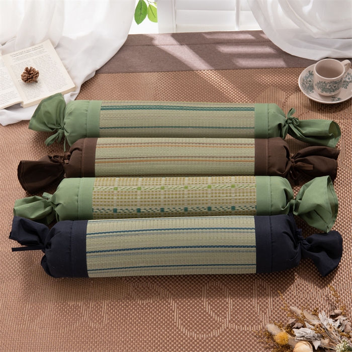 91家纺网 家纺一手货源 找家纺 （总）仁宇枕业 2026新款新品 天然蔺草凉席糖果枕头荞麦护颈椎圆形枕头枕芯