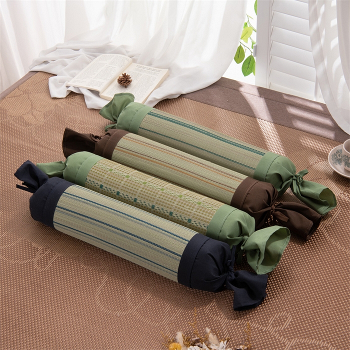 （总）仁宇枕业 2026新款新品 天然蔺草凉席糖果枕头荞麦护颈椎圆形枕头枕芯