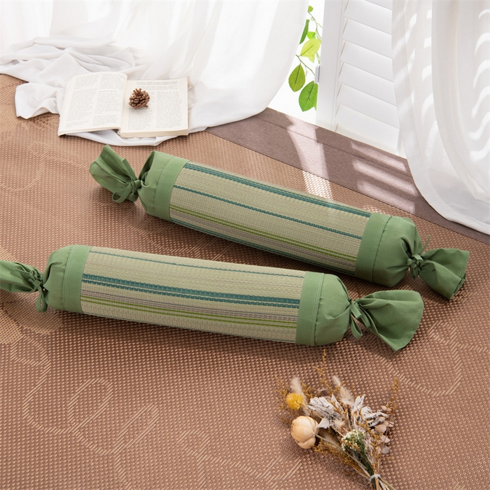 91家纺网 家纺一手货源 找家纺 （总）仁宇枕业 2026新款新品 天然蔺草凉席糖果枕头荞麦护颈椎圆形枕头枕芯