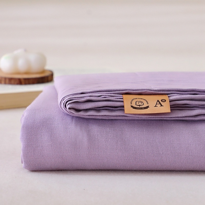 91家纺网 家纺一手货源 找家纺 晶缦家纺 2026新款纯棉纯色A类全棉双层纱单品床单床单单件单床单（水洗预处理）-觅琳系列 觅琳-木槿紫