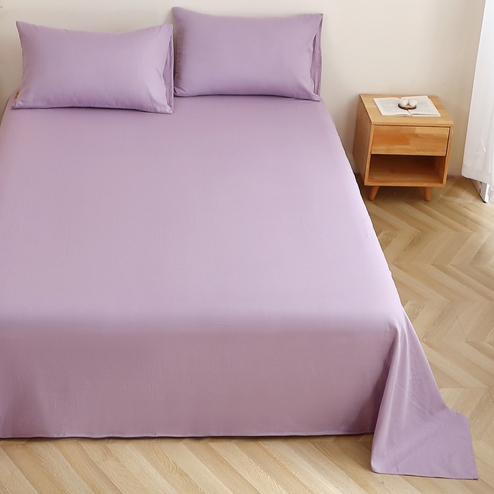 91家纺网 家纺一手货源 找家纺 晶缦家纺 2026新款纯棉纯色A类全棉双层纱单品床单床单单件单床单（水洗预处理）-觅琳系列 觅琳-木槿紫