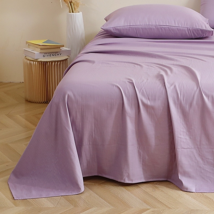 91家纺网 家纺一手货源 找家纺 晶缦家纺 2026新款纯棉纯色A类全棉双层纱单品床单床单单件单床单（水洗预处理）-觅琳系列 觅琳-木槿紫