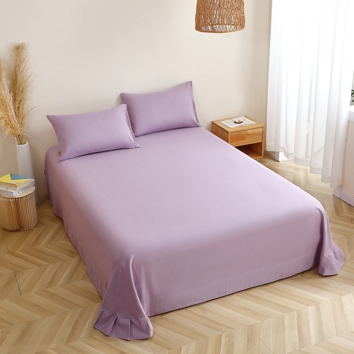 91家纺网 家纺一手货源 找家纺 晶缦家纺 2026新款纯棉纯色A类全棉双层纱单品床单床单单件单床单（水洗预处理）-觅琳系列 觅琳-木槿紫