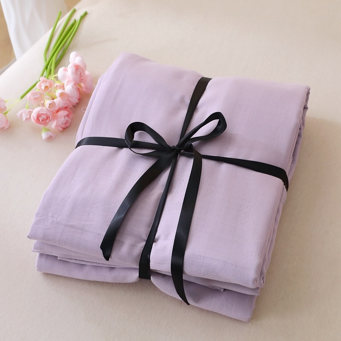 91家纺网 家纺一手货源 找家纺 晶缦家纺 2026新款纯棉纯色A类全棉双层纱单品床单床单单件单床单（水洗预处理）-觅琳系列 觅琳-木槿紫