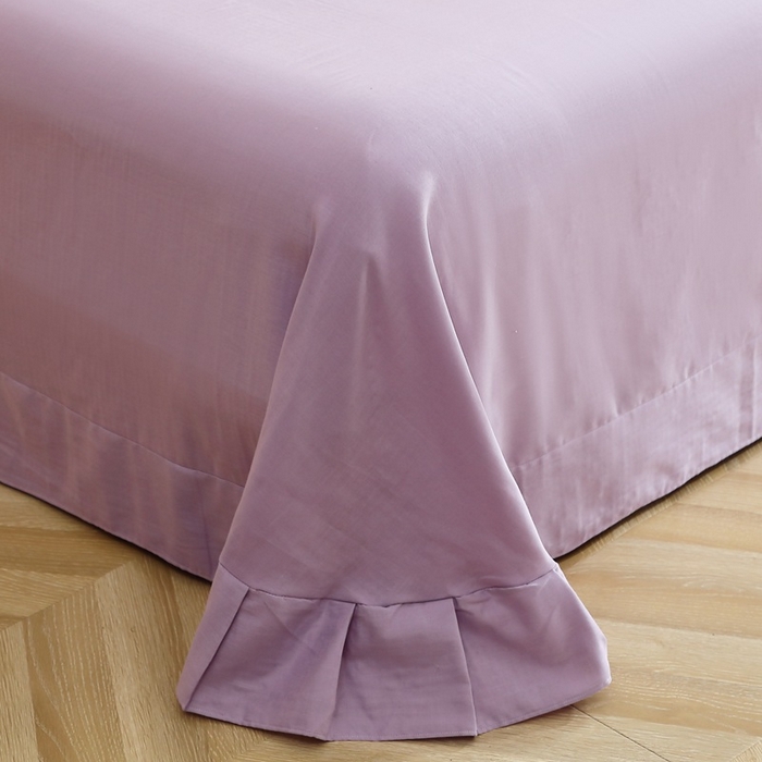 91家纺网 家纺一手货源 找家纺 晶缦家纺 2026新款纯棉纯色A类全棉双层纱单品床单床单单件单床单（水洗预处理）-觅琳系列 觅琳-木槿紫
