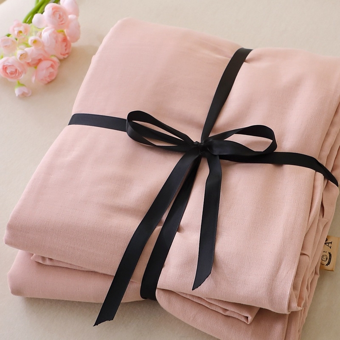 91家纺网 家纺一手货源 找家纺 晶缦家纺 2026新款纯棉纯色A类全棉双层纱单品床单床单单件单床单（水洗预处理）-觅琳系列 觅琳-海天霞