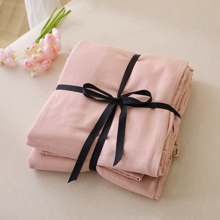 91家纺网 家纺一手货源 找家纺 晶缦家纺 2026新款纯棉纯色A类全棉双层纱单品床单床单单件单床单（水洗预处理）-觅琳系列 觅琳-海天霞