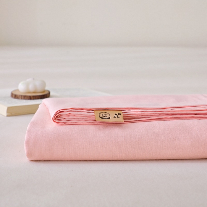 91家纺网 家纺一手货源 找家纺 晶缦家纺 2026新款纯棉纯色A类全棉双层纱单品床单床单单件单床单（水洗预处理）-觅琳系列 觅琳-暮云粉