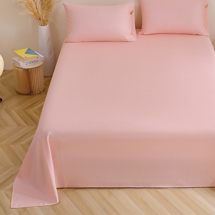 91家纺网 家纺一手货源 找家纺 晶缦家纺 2026新款纯棉纯色A类全棉双层纱单品床单床单单件单床单（水洗预处理）-觅琳系列 觅琳-暮云粉