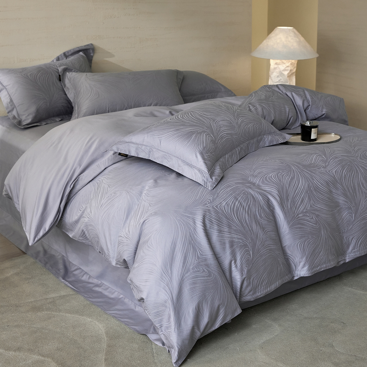 梧桐树 2026新款60支长绒棉提花高奢系列四件套 T02幻境蓝紫