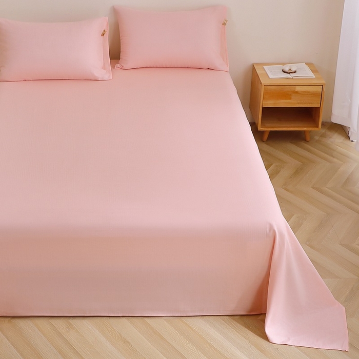 91家纺网 家纺一手货源 找家纺 晶缦家纺 2026新款纯棉纯色A类全棉双层纱单品床单床单单件单床单（水洗预处理）-觅琳系列 觅琳-暮云粉