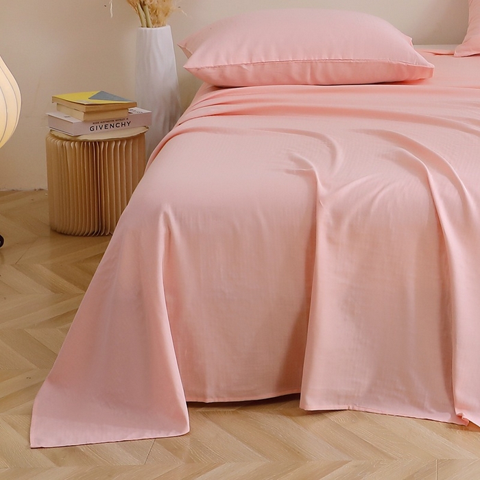 91家纺网 家纺一手货源 找家纺 晶缦家纺 2026新款纯棉纯色A类全棉双层纱单品床单床单单件单床单（水洗预处理）-觅琳系列 觅琳-暮云粉