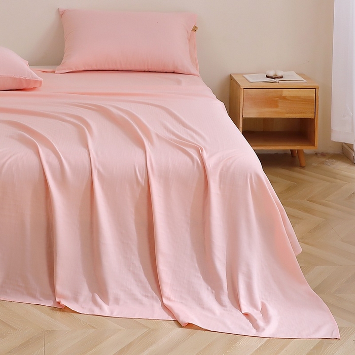 91家纺网 家纺一手货源 找家纺 晶缦家纺 2026新款纯棉纯色A类全棉双层纱单品床单床单单件单床单（水洗预处理）-觅琳系列 觅琳-暮云粉