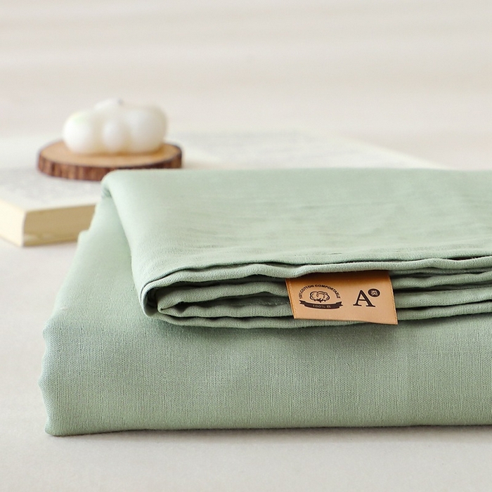 91家纺网 家纺一手货源 找家纺 晶缦家纺 2026新款纯棉纯色A类全棉双层纱单品床单床单单件单床单（水洗预处理）-觅琳系列 觅琳-嫩荷绿
