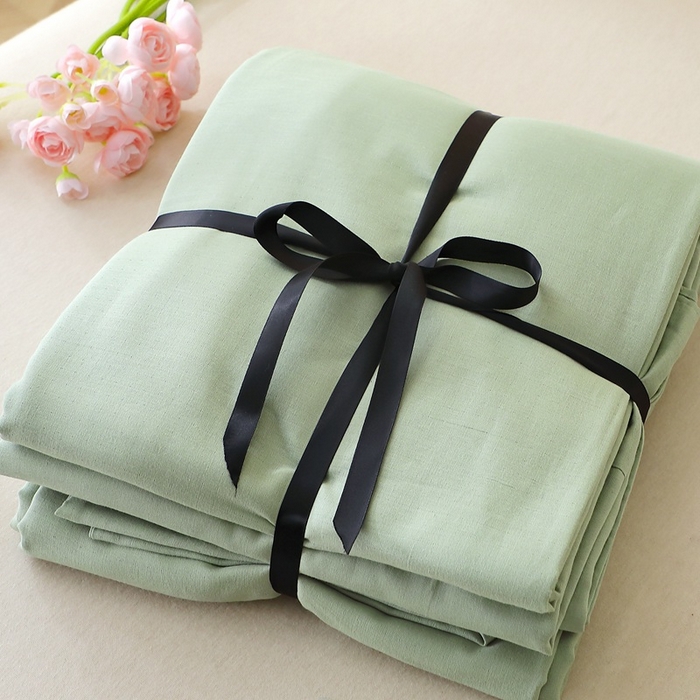 91家纺网 家纺一手货源 找家纺 晶缦家纺 2026新款纯棉纯色A类全棉双层纱单品床单床单单件单床单（水洗预处理）-觅琳系列 觅琳-嫩荷绿