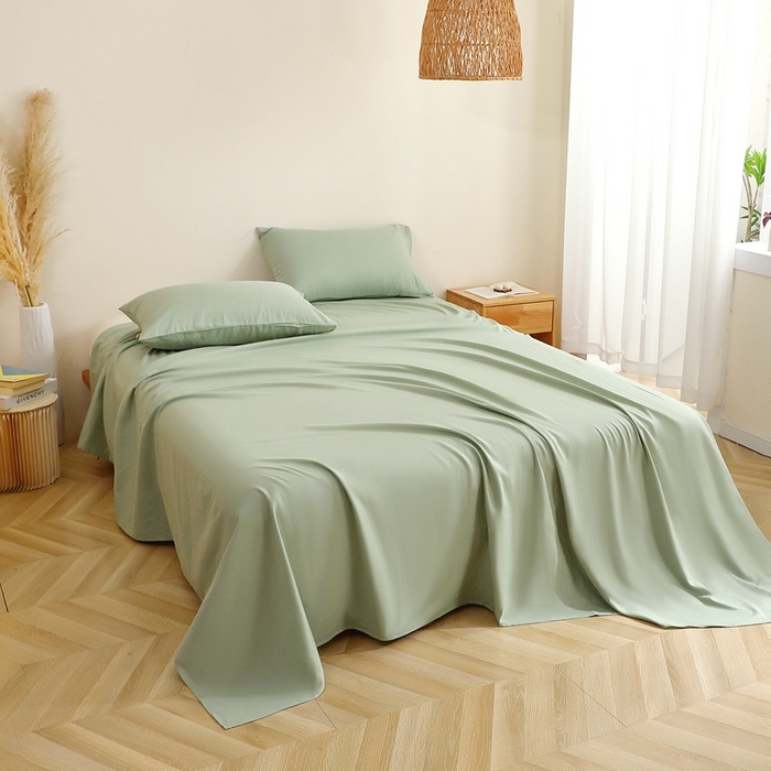 91家纺网 家纺一手货源 找家纺 晶缦家纺 2026新款纯棉纯色A类全棉双层纱单品床单床单单件单床单（水洗预处理）-觅琳系列 觅琳-嫩荷绿