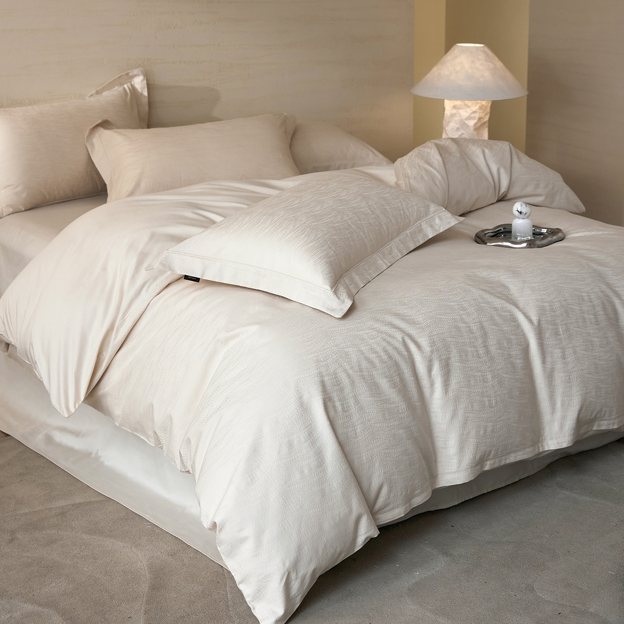 梧桐树 2026新款60支长绒棉提花高奢系列四件套 T11玛吉卡其