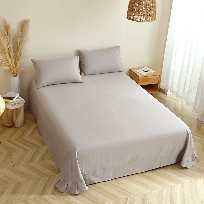 91家纺网 家纺一手货源 找家纺 晶缦家纺 2026新款纯棉纯色A类全棉双层纱单品床单床单单件单床单（水洗预处理）-觅琳系列 觅琳-暖藕灰