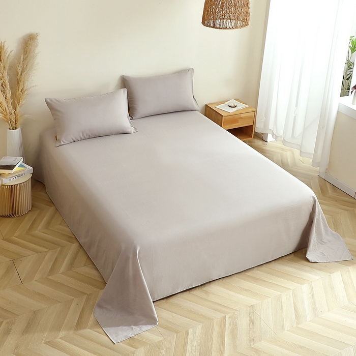 91家纺网 家纺一手货源 找家纺 晶缦家纺 2026新款纯棉纯色A类全棉双层纱单品床单床单单件单床单（水洗预处理）-觅琳系列 觅琳-暖藕灰