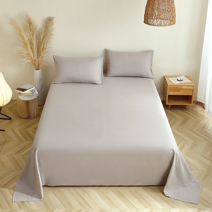 91家纺网 家纺一手货源 找家纺 晶缦家纺 2026新款纯棉纯色A类全棉双层纱单品床单床单单件单床单（水洗预处理）-觅琳系列 觅琳-暖藕灰