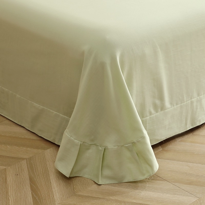 91家纺网 家纺一手货源 找家纺 晶缦家纺 2026新款纯棉纯色A类全棉双层纱单品床单床单单件单床单（水洗预处理）-觅琳系列 觅琳-浅春绿