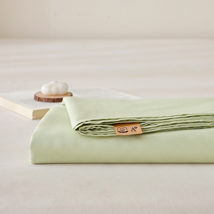 91家纺网 家纺一手货源 找家纺 晶缦家纺 2026新款纯棉纯色A类全棉双层纱单品床单床单单件单床单（水洗预处理）-觅琳系列 觅琳-浅春绿