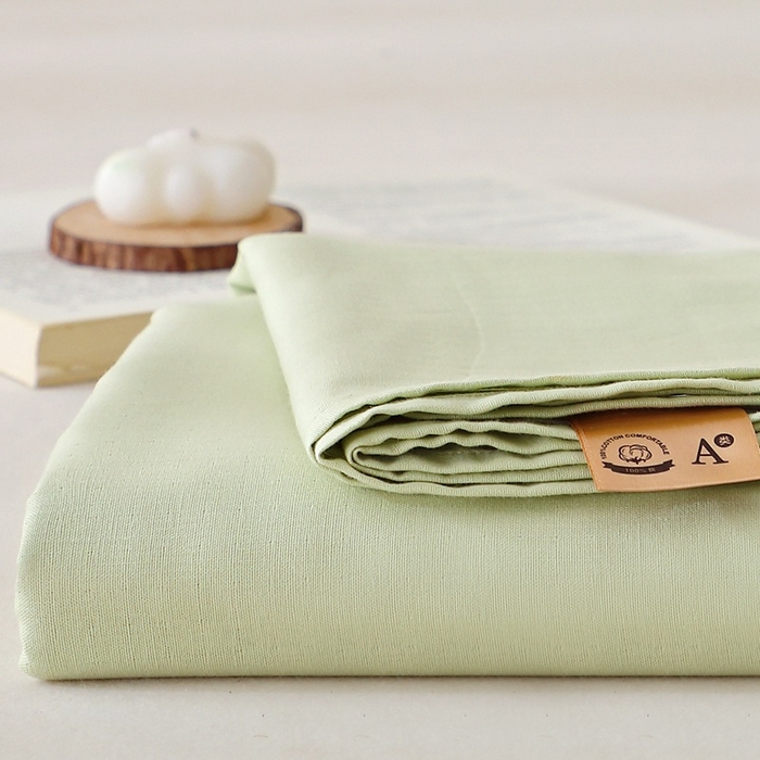 91家纺网 家纺一手货源 找家纺 晶缦家纺 2026新款纯棉纯色A类全棉双层纱单品床单床单单件单床单（水洗预处理）-觅琳系列 觅琳-浅春绿