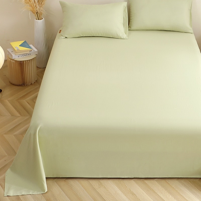 91家纺网 家纺一手货源 找家纺 晶缦家纺 2026新款纯棉纯色A类全棉双层纱单品床单床单单件单床单（水洗预处理）-觅琳系列 觅琳-浅春绿