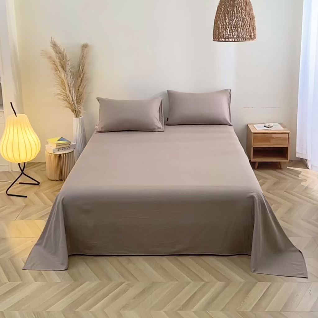 91家纺网 家纺一手货源 找家纺 晶缦家纺 2026新款纯棉纯色A类全棉双层纱单品床单床单单件单床单（水洗预处理）-觅琳系列 觅琳-浅卡其