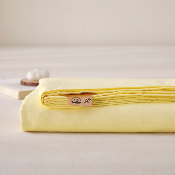 91家纺网 家纺一手货源 找家纺 晶缦家纺 2026新款纯棉纯色A类全棉双层纱单品床单床单单件单床单（水洗预处理）-觅琳系列 觅琳-浅蜜黄