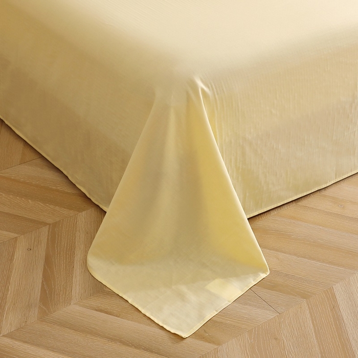 91家纺网 家纺一手货源 找家纺 晶缦家纺 2026新款纯棉纯色A类全棉双层纱单品床单床单单件单床单（水洗预处理）-觅琳系列 觅琳-浅蜜黄