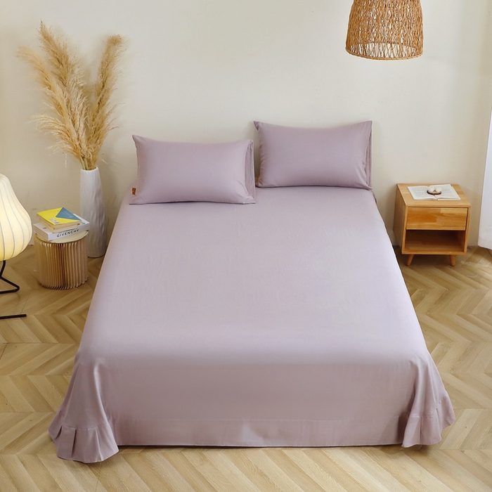 91家纺网 家纺一手货源 找家纺 晶缦家纺 2026新款纯棉纯色A类全棉双层纱单品床单床单单件单床单（水洗预处理）-觅琳系列 觅琳-浅藤紫