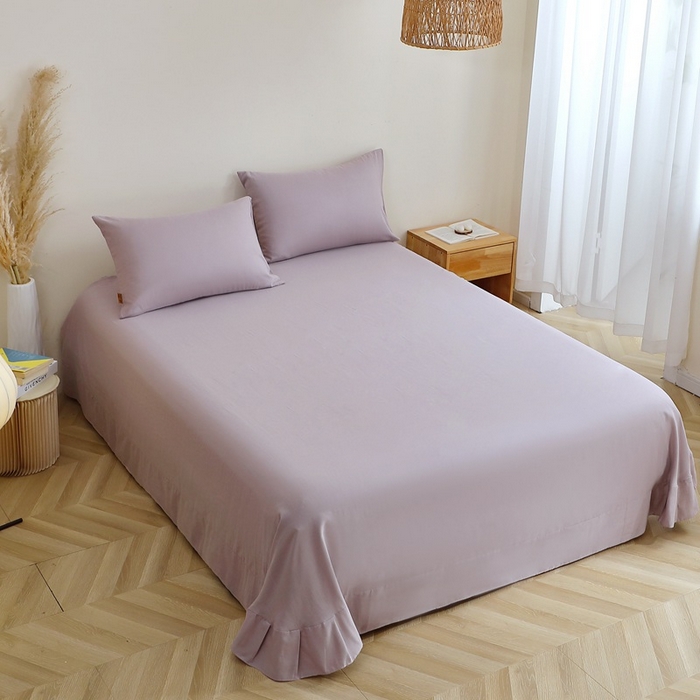 91家纺网 家纺一手货源 找家纺 晶缦家纺 2026新款纯棉纯色A类全棉双层纱单品床单床单单件单床单（水洗预处理）-觅琳系列 觅琳-浅藤紫