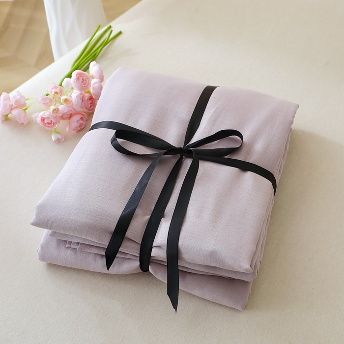 91家纺网 家纺一手货源 找家纺 晶缦家纺 2026新款纯棉纯色A类全棉双层纱单品床单床单单件单床单（水洗预处理）-觅琳系列 觅琳-浅藤紫