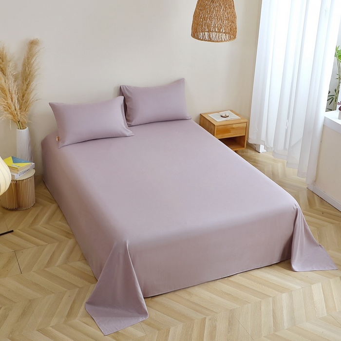 91家纺网 家纺一手货源 找家纺 晶缦家纺 2026新款纯棉纯色A类全棉双层纱单品床单床单单件单床单（水洗预处理）-觅琳系列 觅琳-浅藤紫