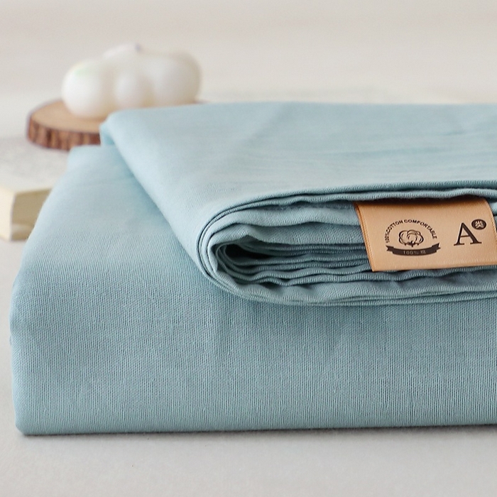 91家纺网 家纺一手货源 找家纺 晶缦家纺 2026新款纯棉纯色A类全棉双层纱单品床单床单单件单床单（水洗预处理）-觅琳系列 觅琳-桃青蓝