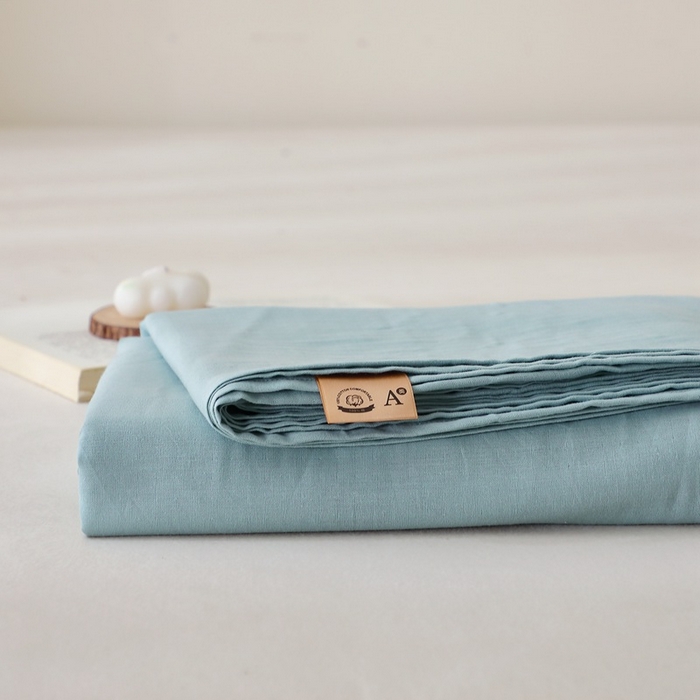 91家纺网 家纺一手货源 找家纺 晶缦家纺 2026新款纯棉纯色A类全棉双层纱单品床单床单单件单床单（水洗预处理）-觅琳系列 觅琳-桃青蓝