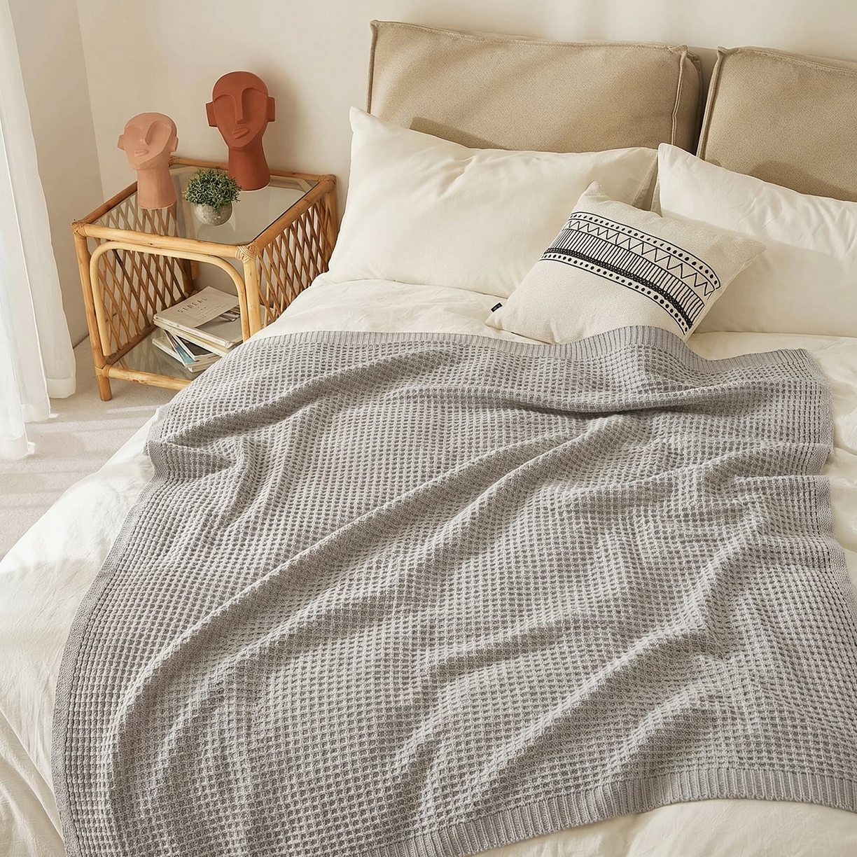 91家纺网 家纺一手货源 找家纺 暖绵绵家纺 2026新款北欧简约立体纹理多功能毯-雅思 雅思-银灰